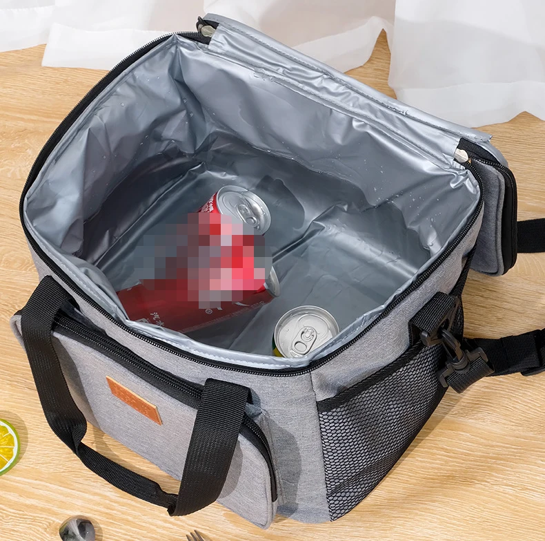 square 600D oxford cloth handled lunch bag outdoor cross-body insulation bag portable waterproof cooler bag