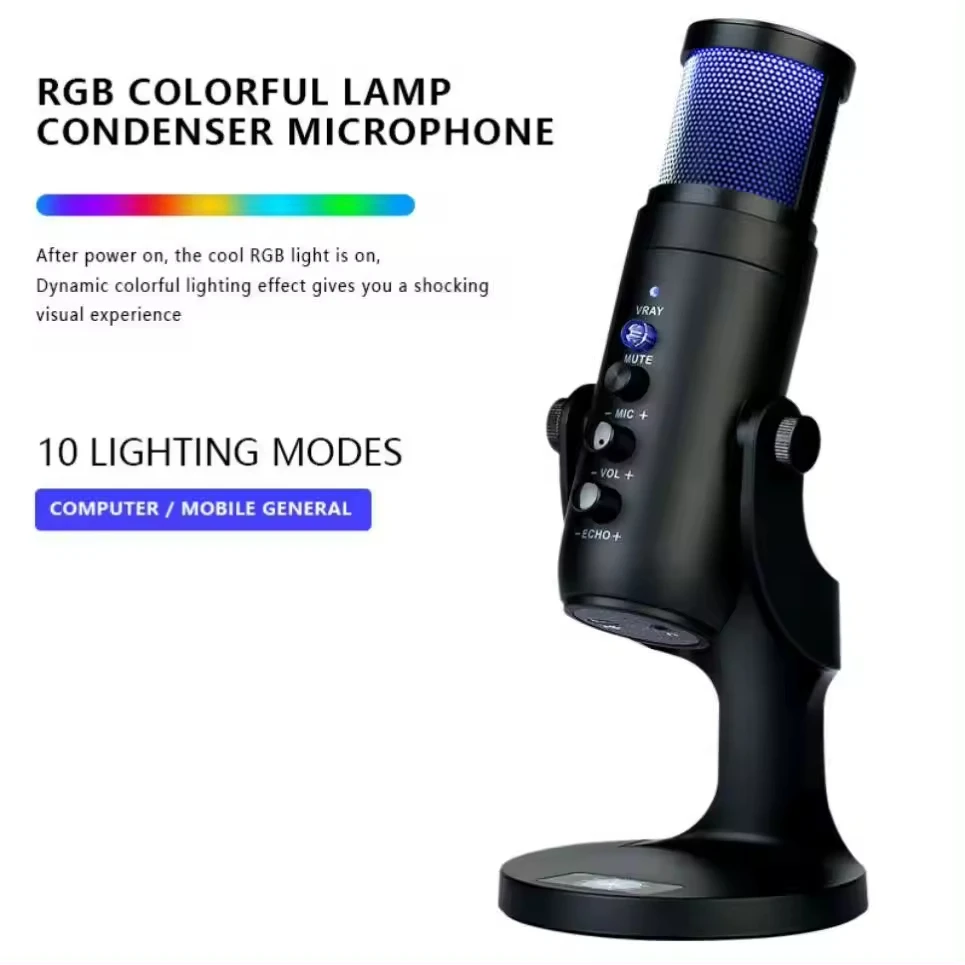 Игровой микрофон RGB со светодиодной лампой