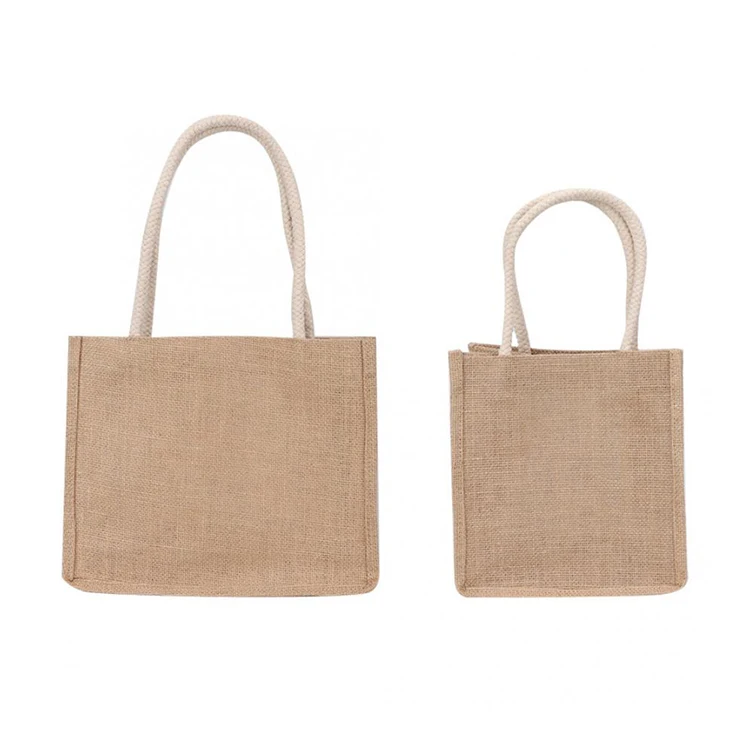 Promotional wholesale custom logo printed tote shopping jute hemp bag