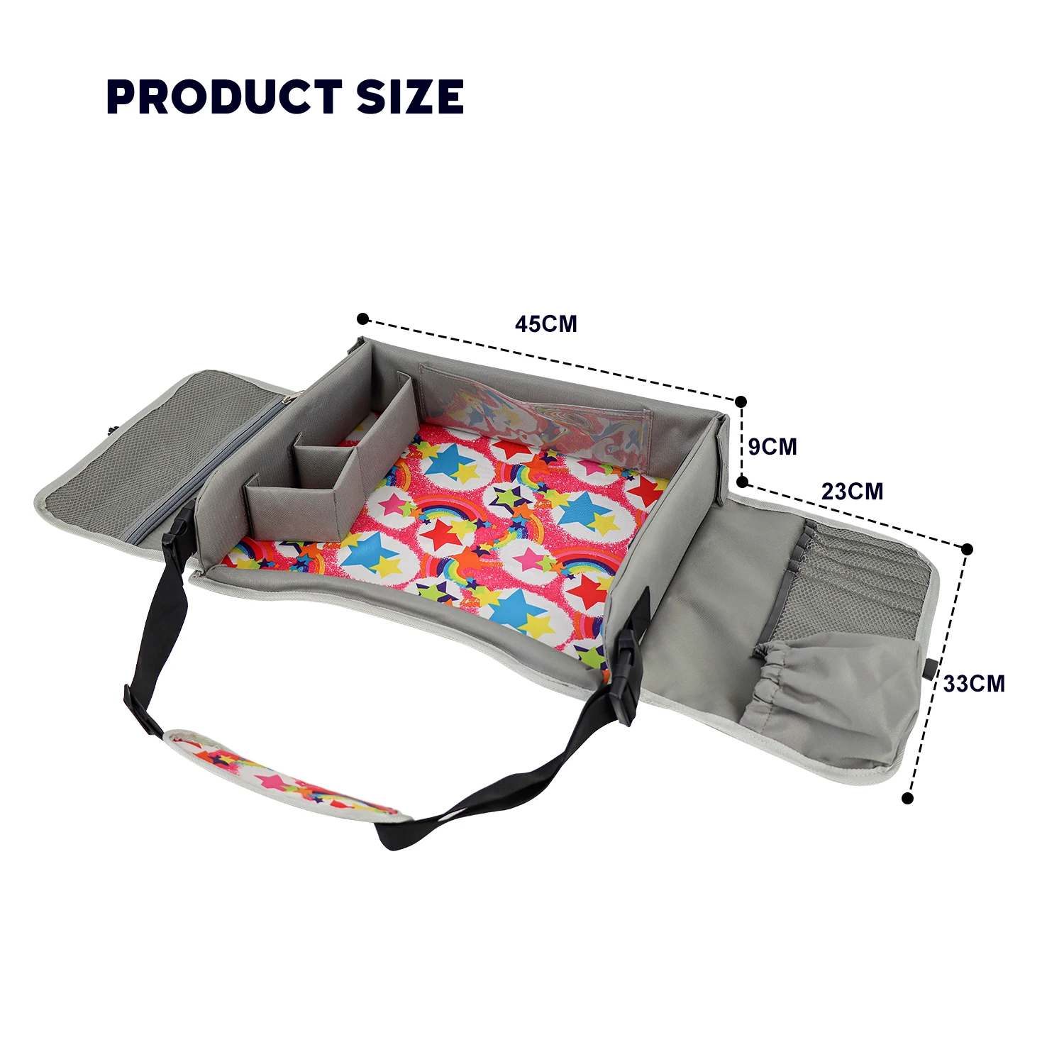 Kids Car Travel Seat Tray Baby Stroller Tray Airplane Play Table Activity Organizer Snack Lap Tray