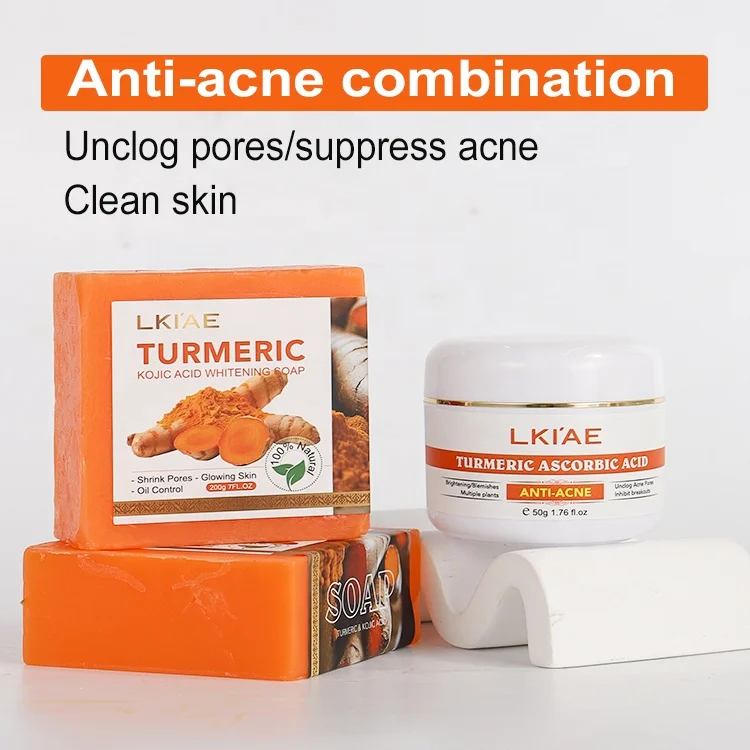 Wholesale Beauty Products Anti-Acne Dark Spot Glutathio Whitening Skin Care Soap Turmeric Sets For Face Skin Care