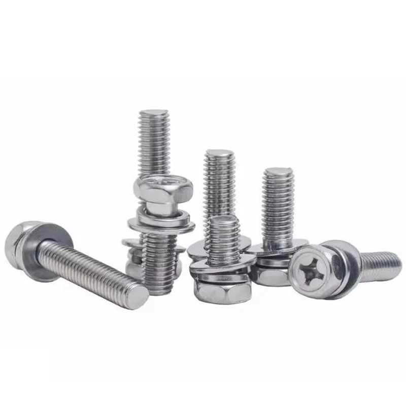 M2.5 M3 Stainless Steel ASTM A193 A914 B8 B8M B8T ASTM A453 GR660 A286 Cross Recessed Hex Head Screw Assembled With Washer