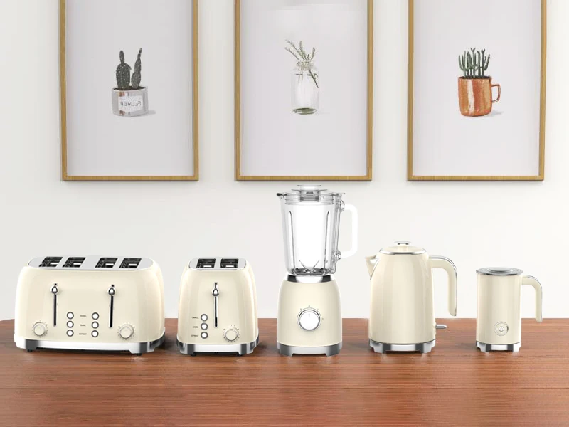 Retro Glass Blender and Kettle Sets Home Appliance Stainless Steel Electric Kettle and Toaster Set
