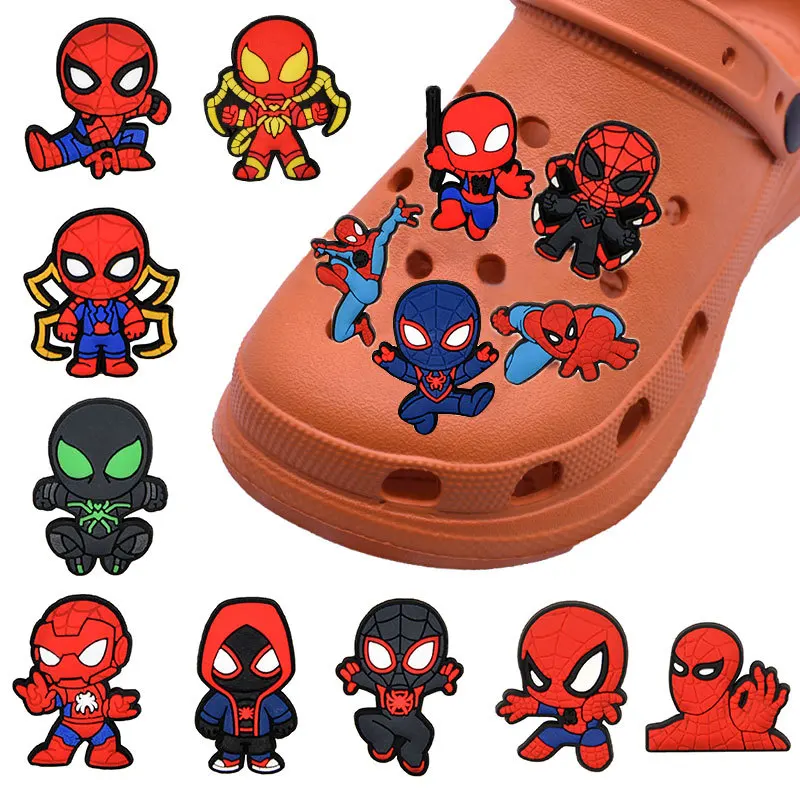 Popular Cartoon Cool Anime Marvel Spider Man Charms 2D DIY Soft PVC Shoes Decoration Bags Clog Charms Accessories Wholesale