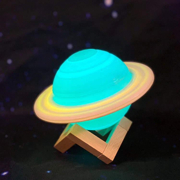 Led moon night light water transfer decoration room lamp Saturn shape gift kids custom night lamps