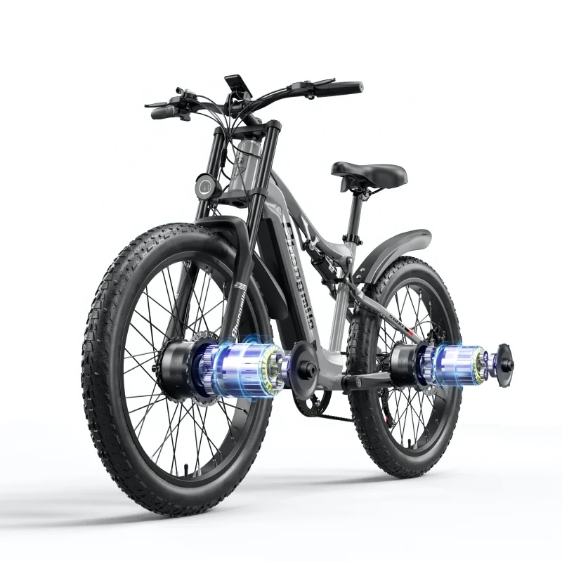 USA Free shipping 48v 17,5ah battery electric bicycle 26 inch fat tire 2000W dual motor electric bike