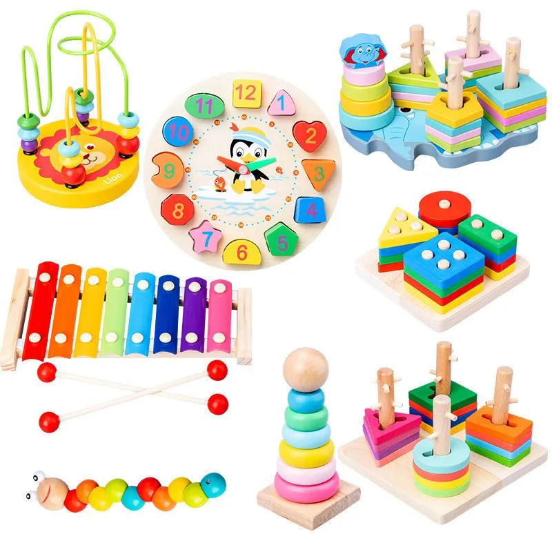 HOT Trending Wooden Baby Intellectual Development Toys Early Learning Educational Montessori Toys for 1 to 3-year-old Boys Girls