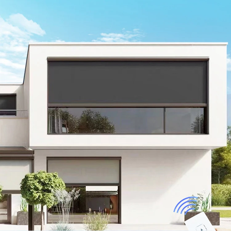 Yilian Aluminium Roller Shades Outdoor Rainproof Motorized Zipped Screens