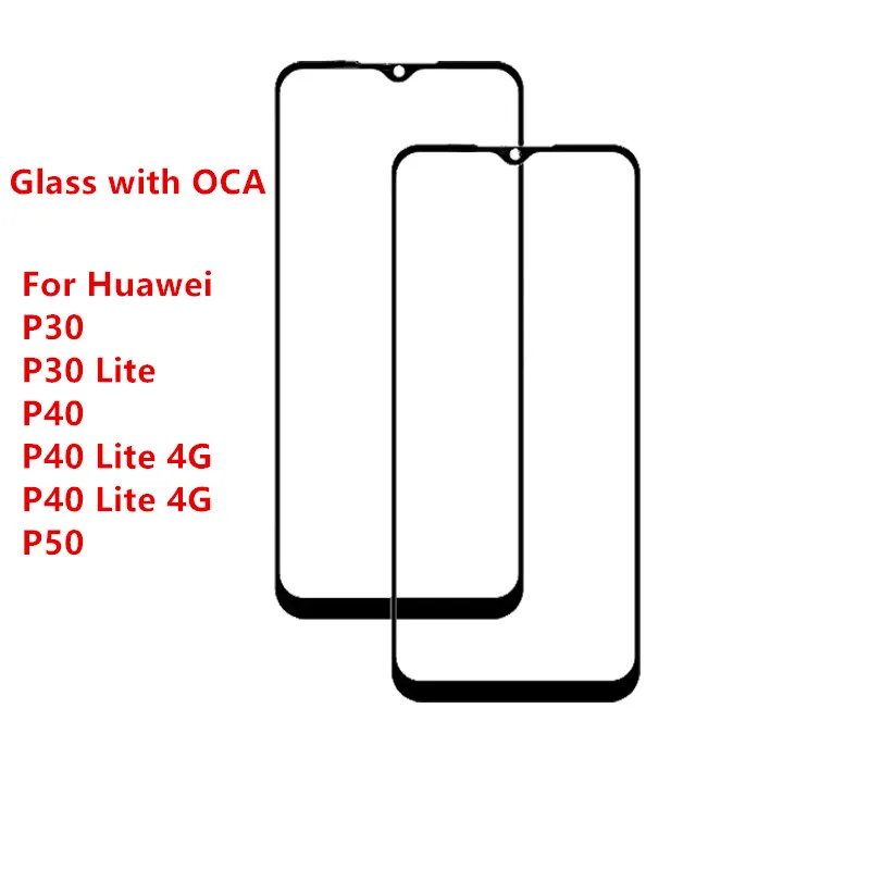 Outer Screen For Huawei P10 P20 Pro P30 P40 Lite E 4G 5G Front Touch Panel LCD Display Screen Glass With OCA  Repair Part