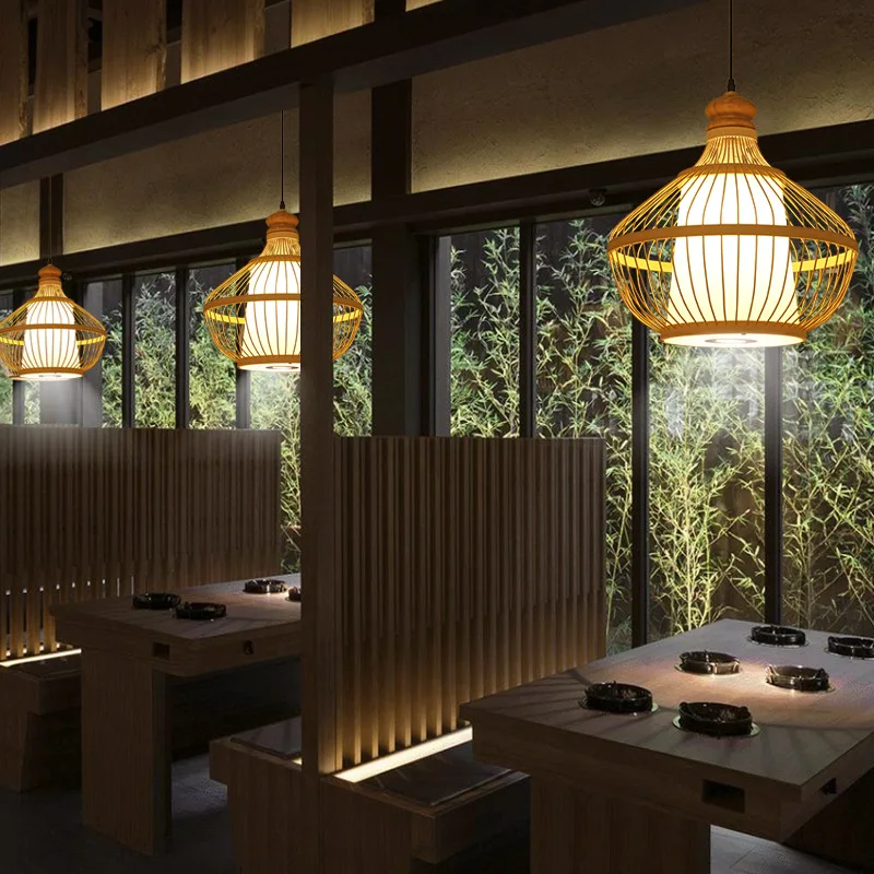 Bamboo lantern,ceiling light for commercial home stay, tea room, Chinese hot pot shop, restaurant, Japanese style lamps