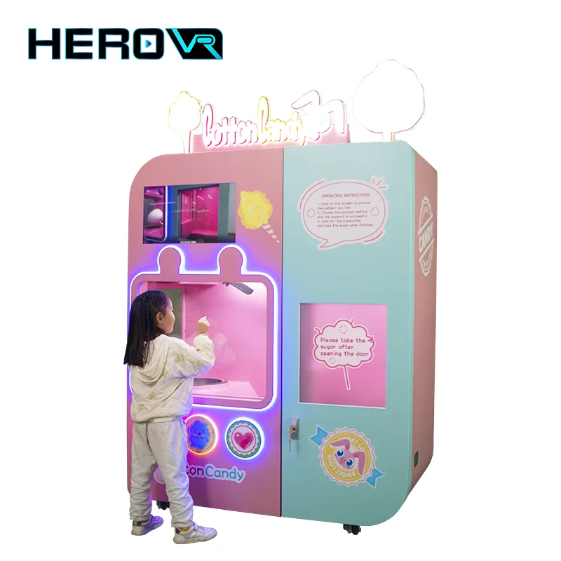 HEROVR Cotton Candy Robot Making Machine With Sugar Candy Floss Vending Machine