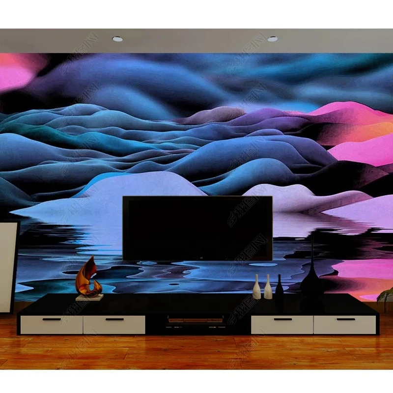 Custom hand-painted landscape reflection scenery for living room TV background decoration 3D wallpaper