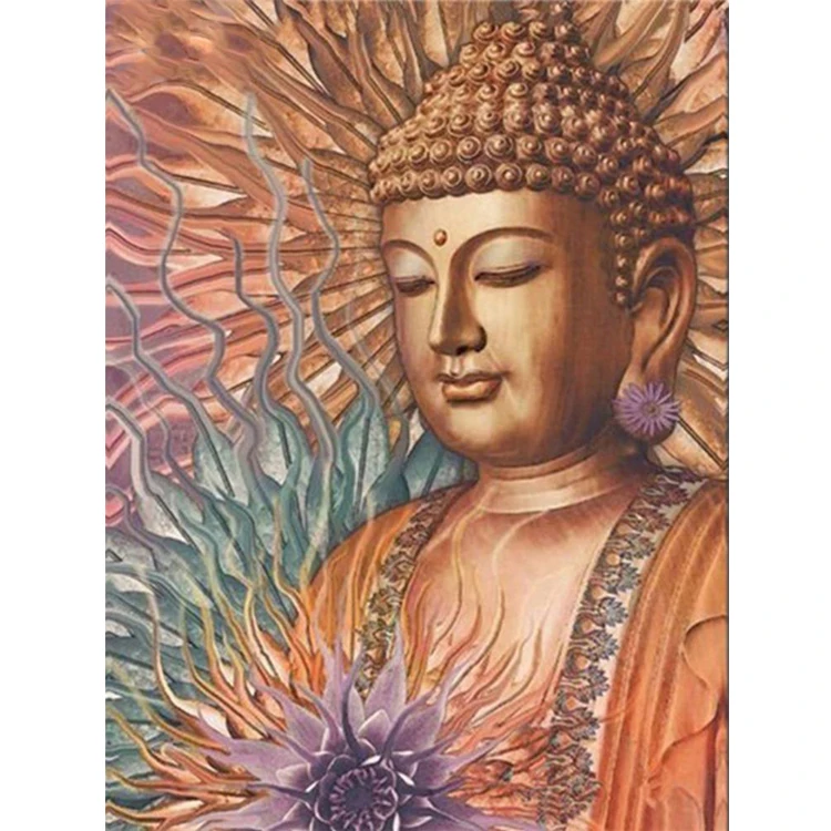 Popular home decor wall art full diamond mosaic 5d shinning full drills dmc diamond painting kits buddha for adult