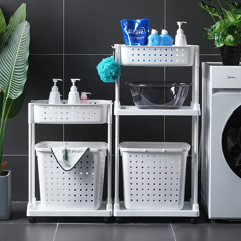 High Quality Plastic laundry hamper on wheels 2 tier laundry hamper basket bathroom laundry hamper with wheels