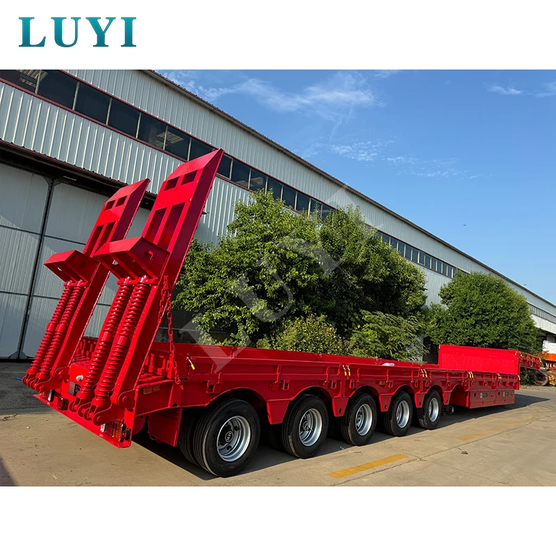 LUYI производитель 5/6 осей 60/80 тонн низкорамный полуприцеп Lowboy грузовик прицеп для тяжелого оборудования/контейнерных перевозок