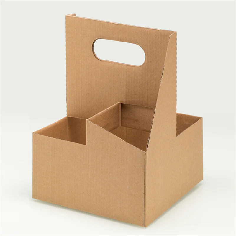 LOKYO beer bottles bubble tea cups custom take away kraft paper portable 4 coffee cup paper carrier