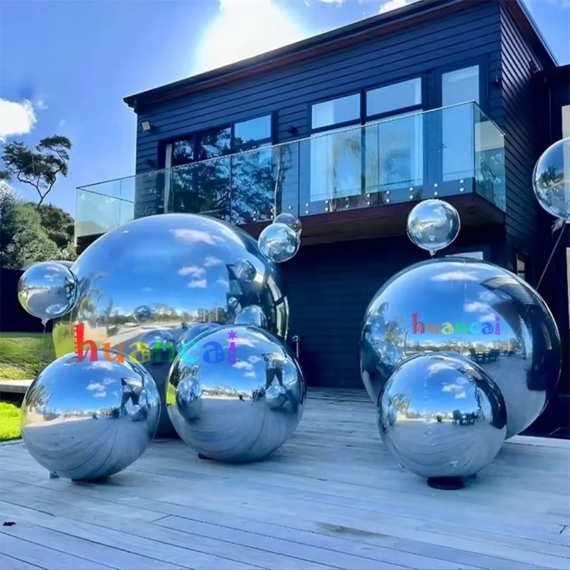 Inflatable Mirror Balls Sphere PVC Large Reflective Mirror Balloon Big Shiny Ball For Disco Christmas Wedding Party Events Decor