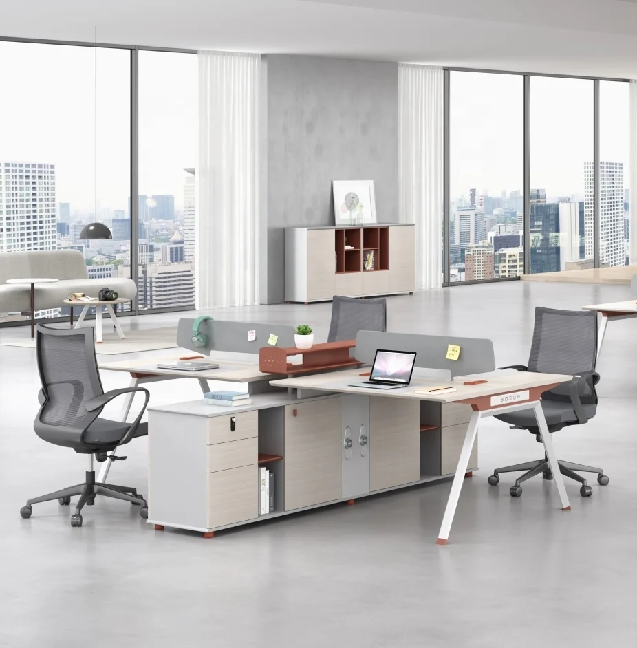 Bosun 2024 Office Furniture Modern Design Modular Work Station Staff Set Cubicle Wooden Frame Workstation Desk Office Partition