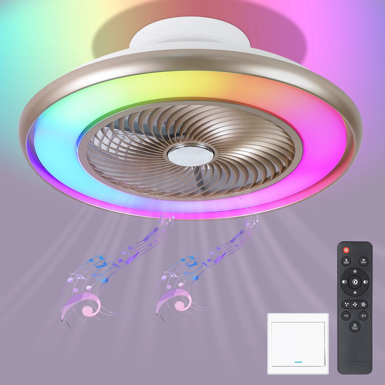 Bedroom Flush Mount Modern Fan Light With Remote Control Low Profile Space Led Ceiling Box Fan Light For Living room