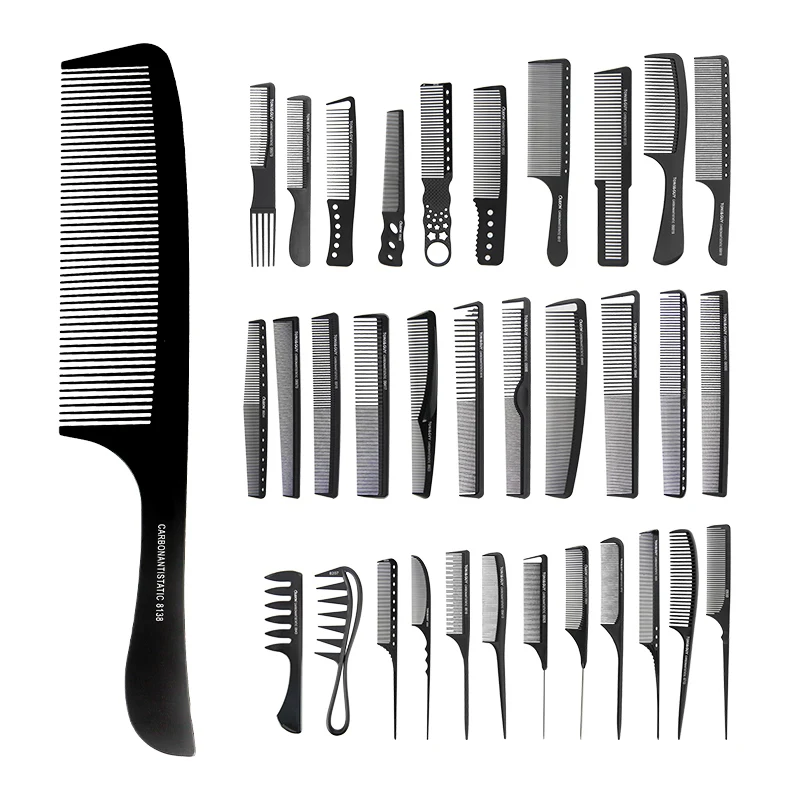 High Quality Professional Salon Hairdressing Antistatic Carbon Fiber Comb For Barber Hair Cutting