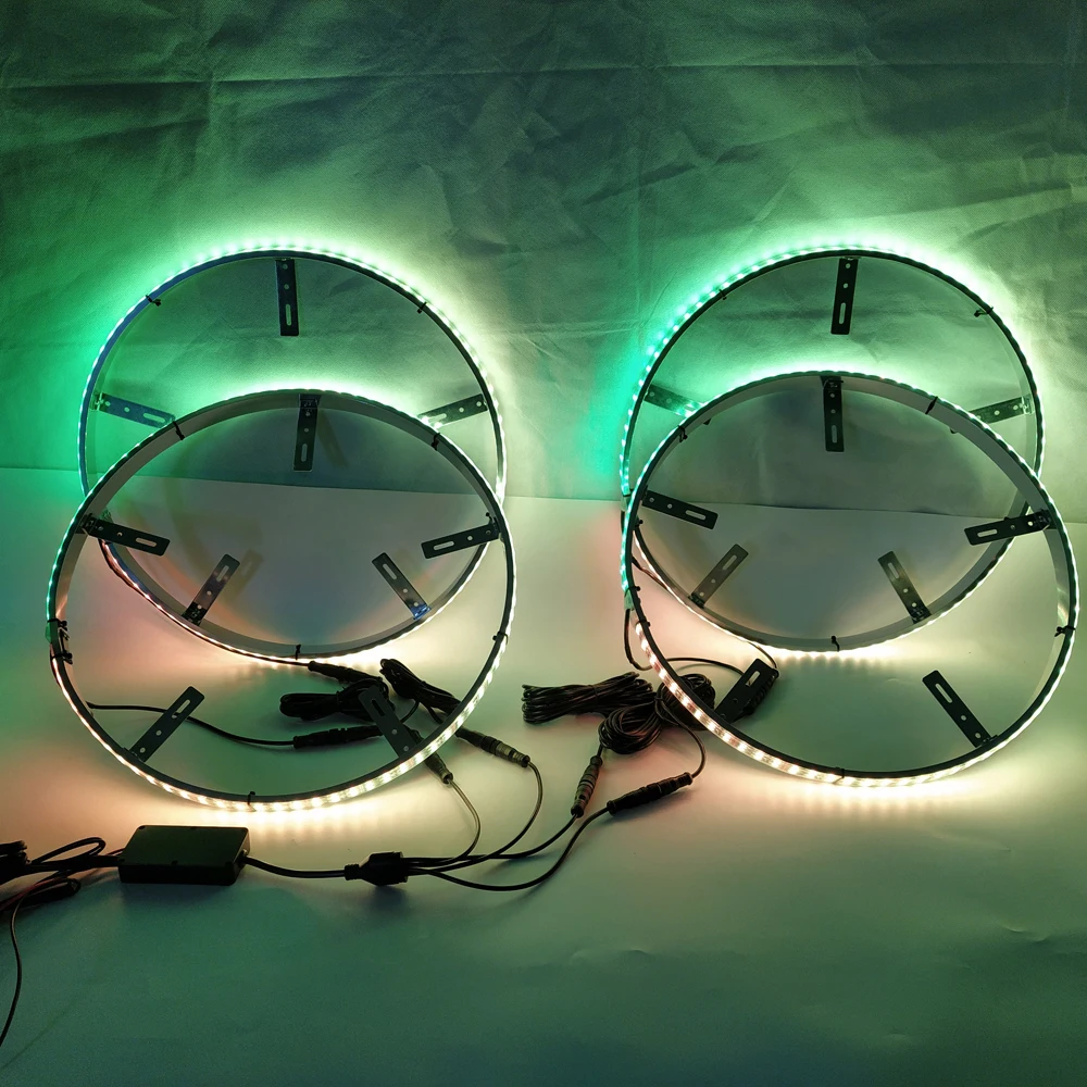Wireless Control  Wheel Lights Alloy LED Rim Light for Jeep Trucks 15 inch controller neon lamp flashing car wheel rim light