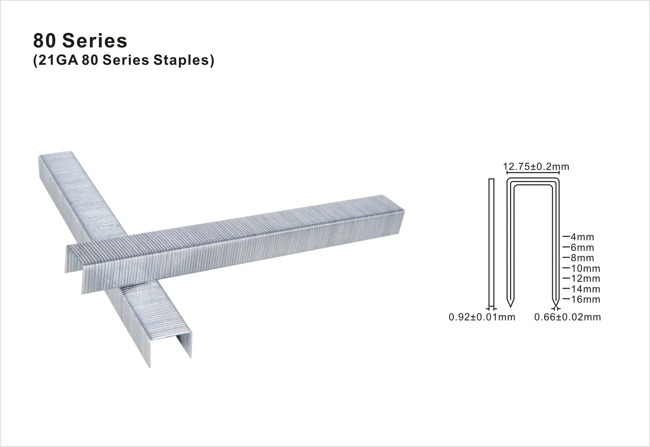 Galvanized 21Ga 10mm 84 Series Staples
