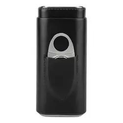 Cigars Holder Portable Leather Humidor Cedar Wooden-lined Humidor With Silver