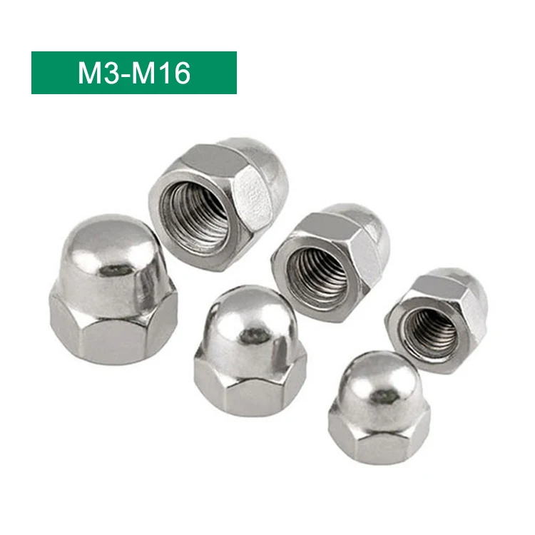 M4 M6 M8 M10 Stainless Steel Hex Cap Nut DIN 1587 Hexagon Domed Cap Nut
