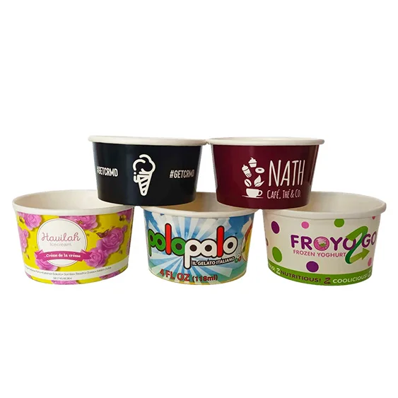 Mini paper cup 4 oz 5 oz 6 oz ice cream containers factory price matt finish ice cream cup with custom logo printing