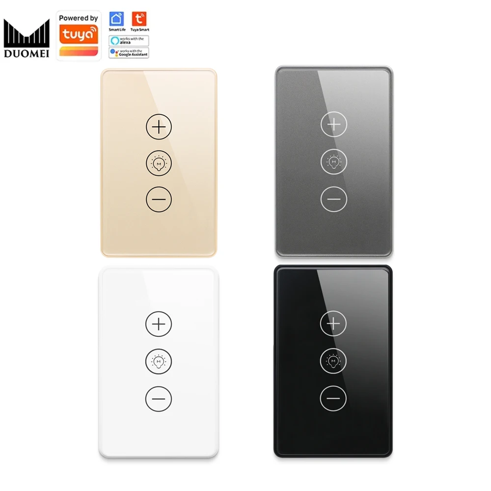 Tuya Smart 110v glass touch pad PC frame Voice control WIFI US smart home remote Wifi Smart Light Switch