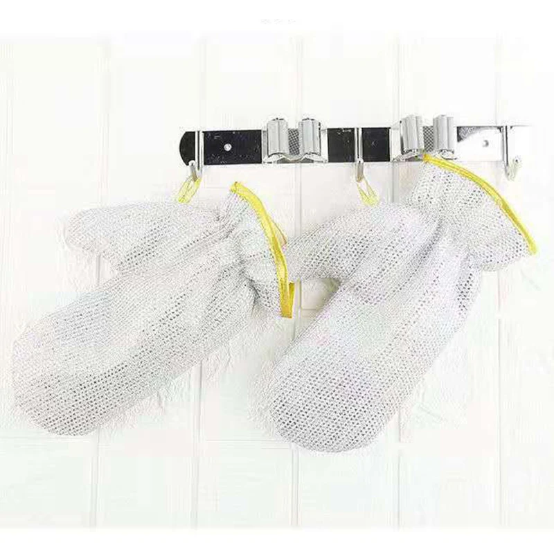 Kitchen Household Cleaning Gloves Fall Season Non-Scratch Metal Wire Dishwashing Rags for Pot and Pan Cleaning