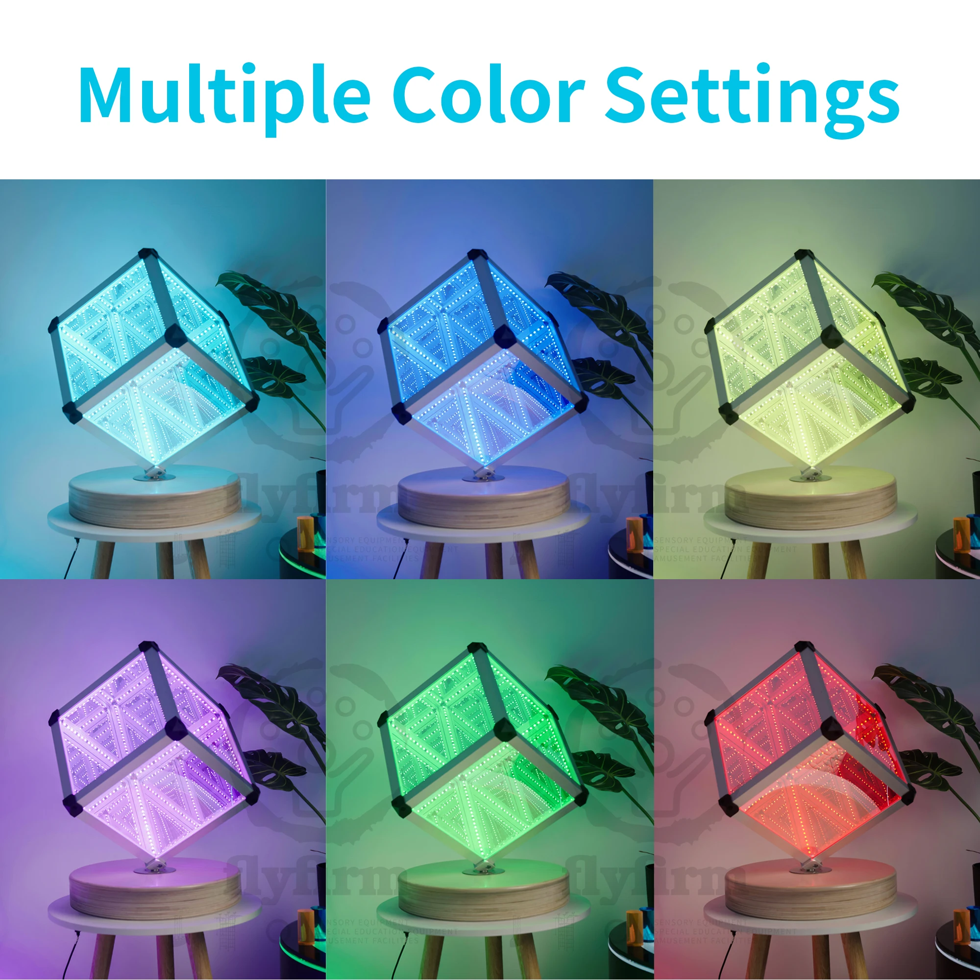 Flyfirm Rotating Infinity Cube with Music-Activated LED Lights - Interactive Sensory Cube for Autism, ADHD, and Home Decor
