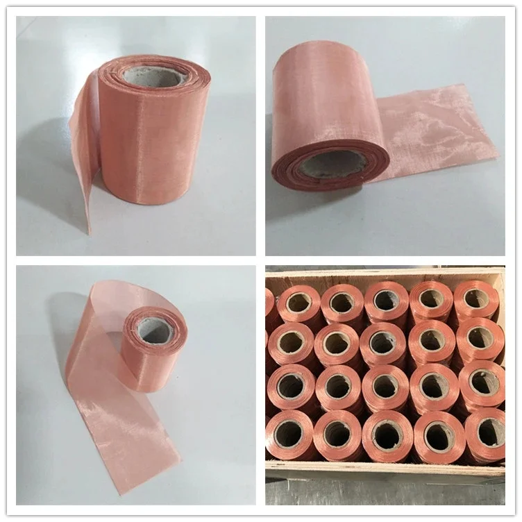 Fine Rf Shielding 99.99% Pure Red Copper Infused Wire Mesh Fabric Cloth Screen Faraday Cage Sheet/