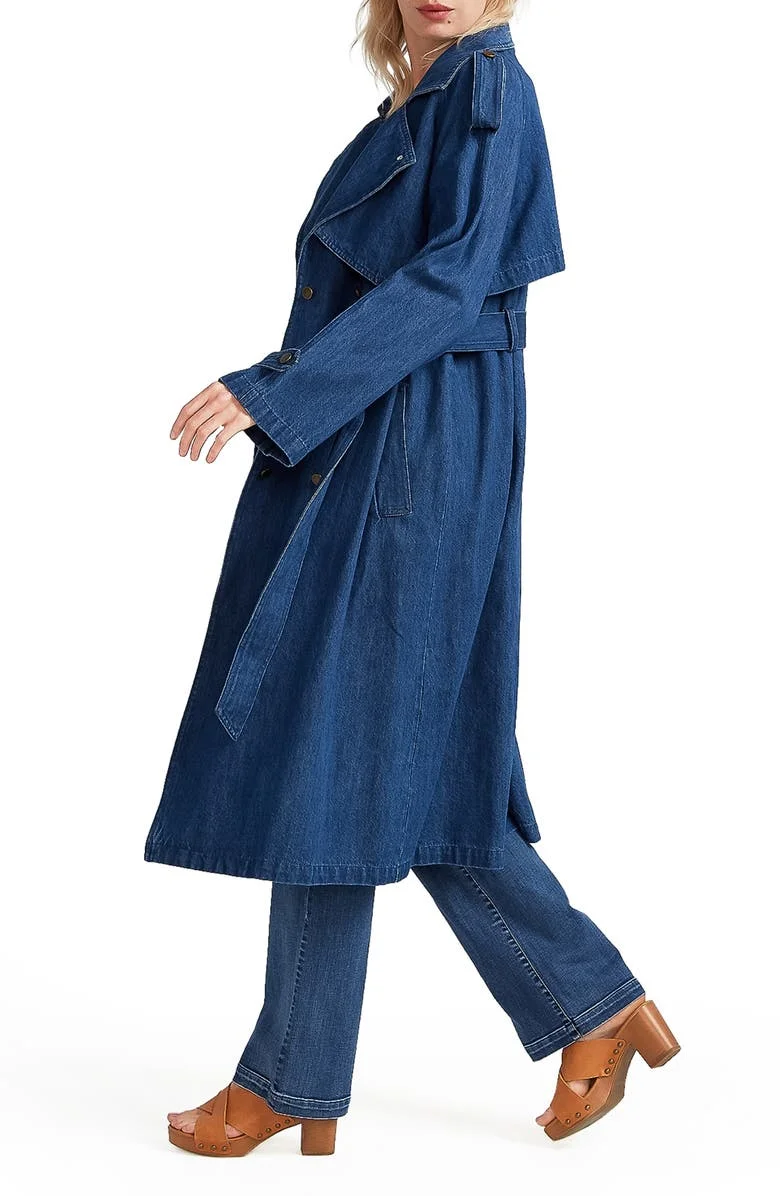 fall winter 2024 women clothes Factory wholesale Vintage Fashion  X-Long Denim Trench Coats For Ladies