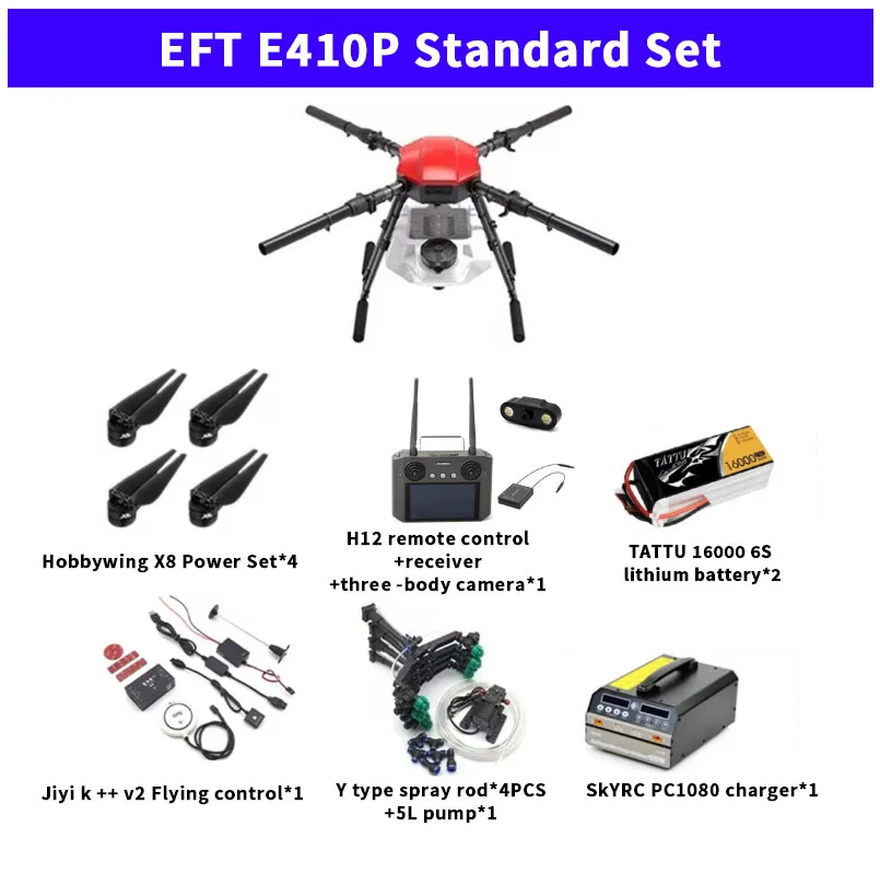 4 оси складной сельскохозяйственный Дрон EFT E410P 10 кг с системой питания X8 H12 RC JIYIK ++ FC полный комплект