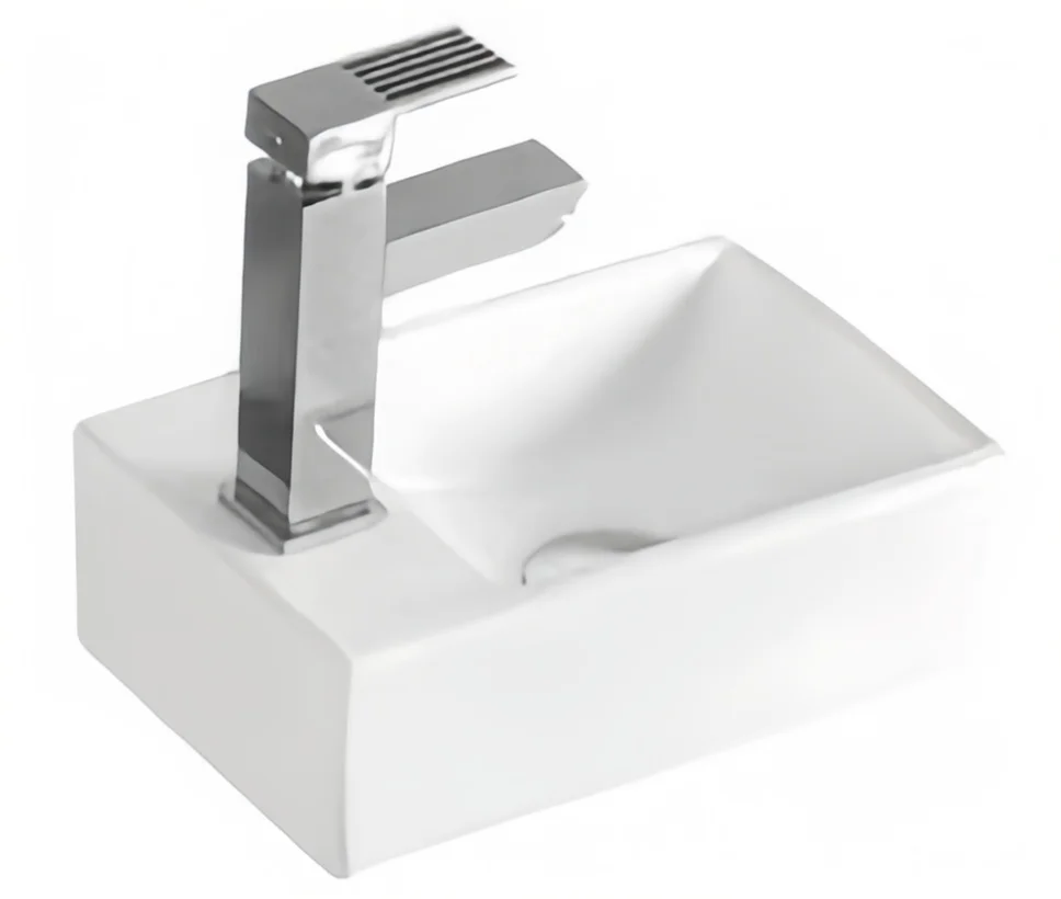 Small size Rectangular Ceramic Wall hung basin Sanitary ware Bathroom washbasin sink with faucet hole