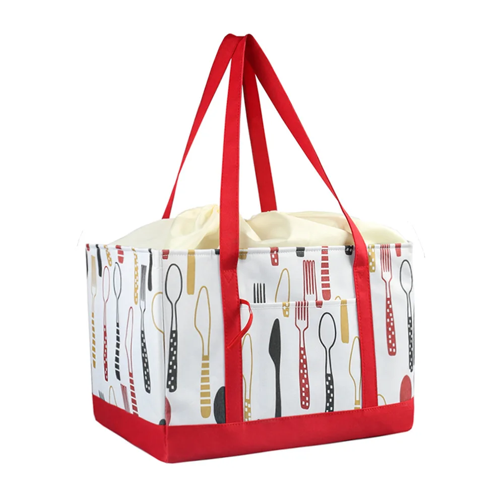 Foldable portable cooler lunch box bag for adults polyester big lunch bag tote insulated cooler bag for camping