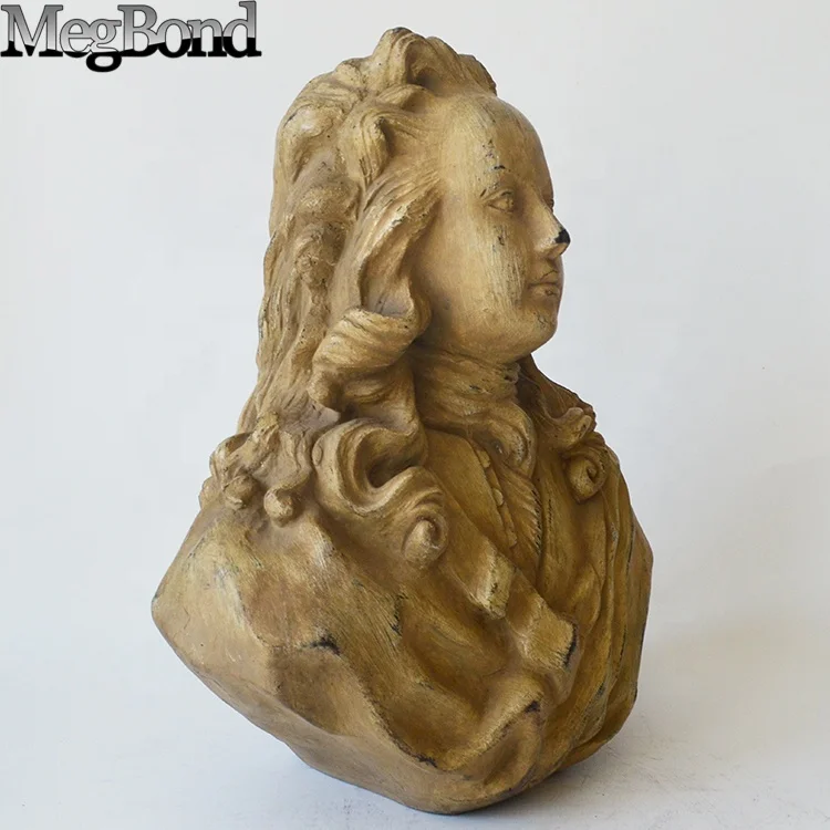 Old Look Fiberglass  resin statues,  famous European style bust for table decor