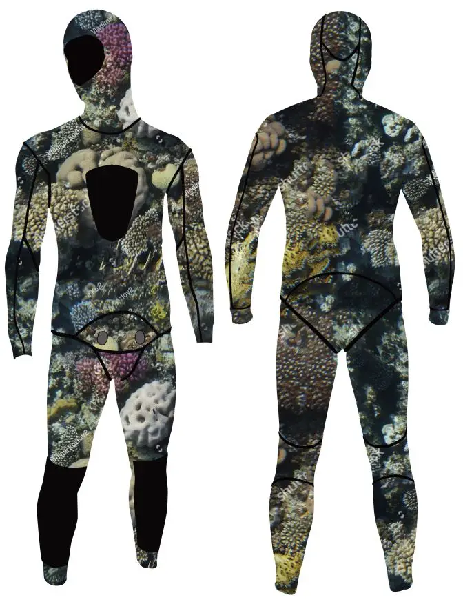 Two Piece Set 5mm Wetsuit Scuba Diving Suit Men Neoprene Underwater hunting Surfing Front Zipper Spearfishing Suit