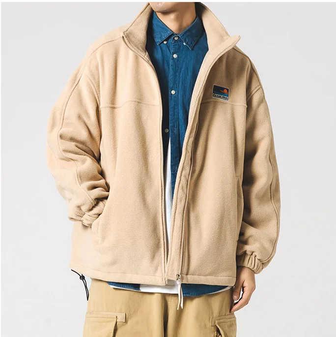 Пальто мужское шерстяное с флисовой подкладкой, утепленное пальто в японском стиле, с воротником из овечьей шерсти, с хлопковой подкладкой, для студентов