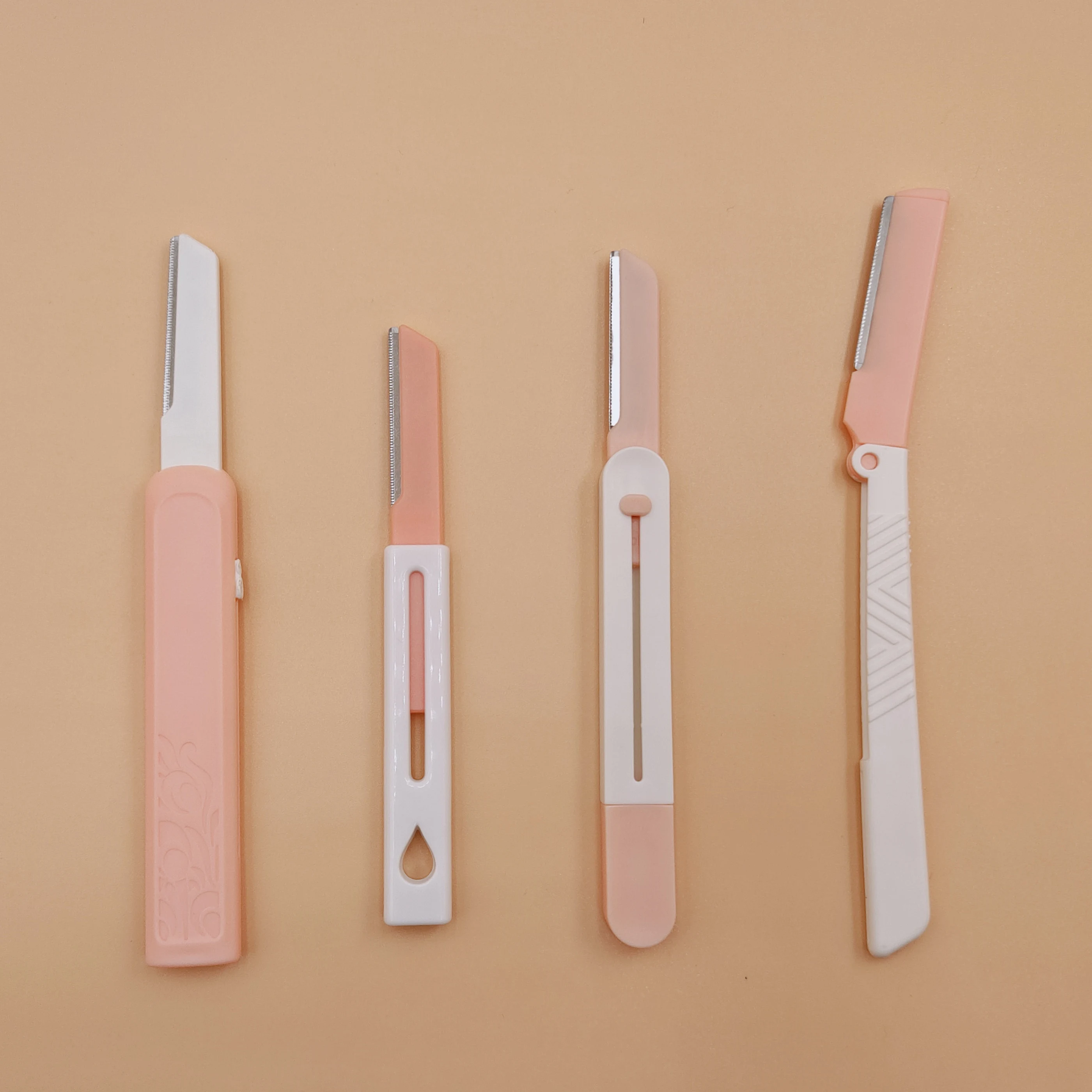 Skin Eyebrow Razor High Quality Stainless Steel Brow Shaver 4 pieces orange  Color Fold-able flexible Eyebrow Trimmer