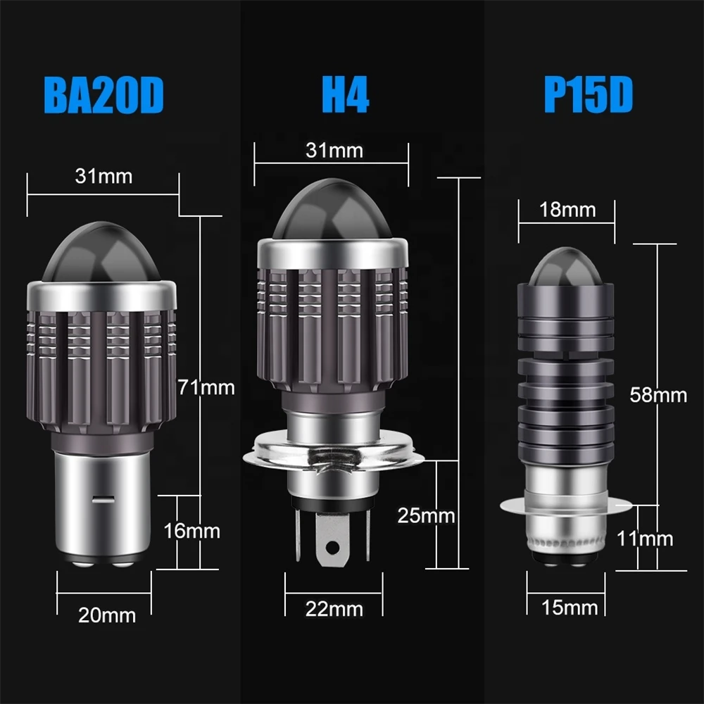 H4 P15D-25-1 H6 BA20D LED Motorcycle Headlight Bulbs CSP White Yellow Hi Lo Lamp Fog Lights Moto Scooter Accessories 12V