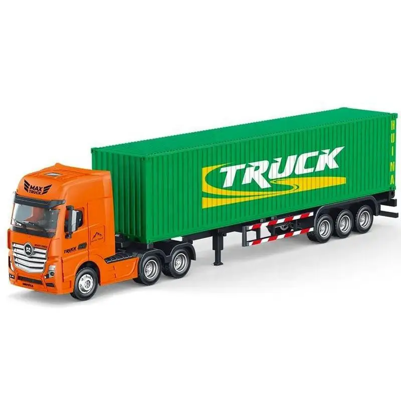 High Quality Truck Model Diecast Container Truck Toy Pull Back Container Transport Truck Toys For Kids
