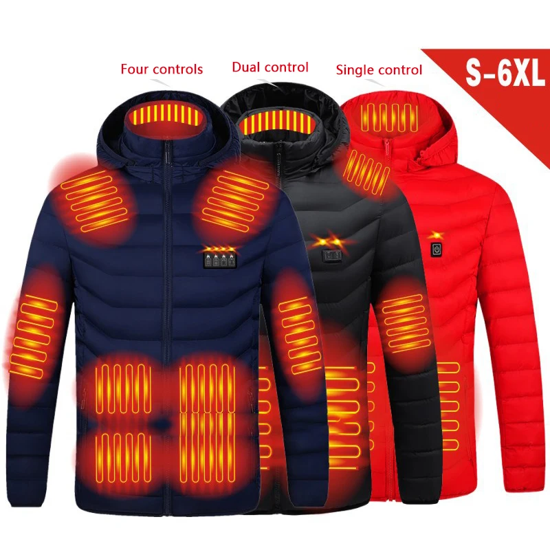 Customizable Stand Collar down Jacket for Men Women Battery Heated Hooded Pocket Decoration XL Size Woven Fabric Winter Hiking