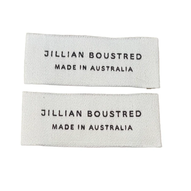 Sustainable End Fold Woven Label Custom High Quality Cotton Woven Fabric Print Brand Collar Neck Label Square