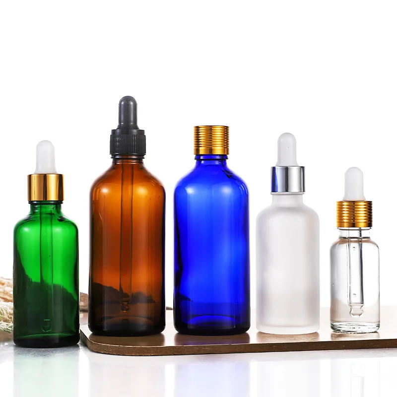 Dropper Bottle Amber Glass 5-100ml Golden Cover Liquid Reagent Pipette Bottle