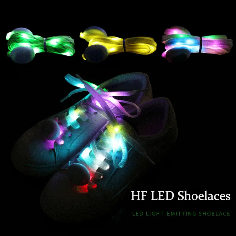Custom Colorful HF LED Shoelaces Imitation Nylon Fluorescent Night Luminous Shoelaces Run Sports Shoelaces