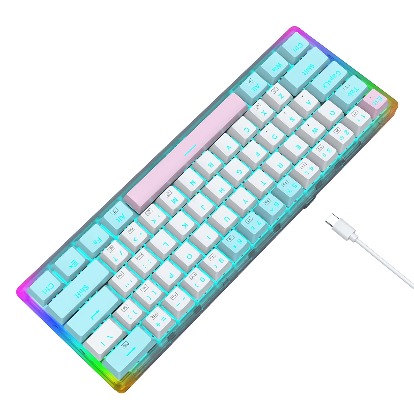 E-Yooso  Z11-T Oem Hotswap Side Rgb Gaming Hot Swap Mechanical Keyboard 60% Mechanic Teclado Gamer Keyboard Blue Led Backlit