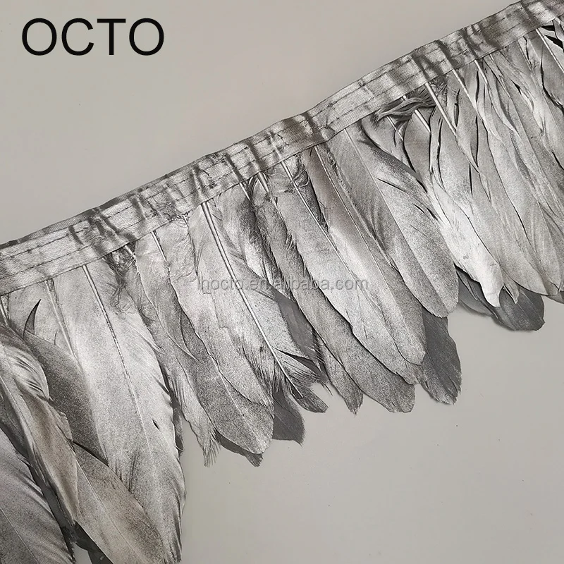 Wholesale DIY Craft 13-18CM Silver Gold Painted Goose Feathers Fashion Decorative Feather Ribbon Trim