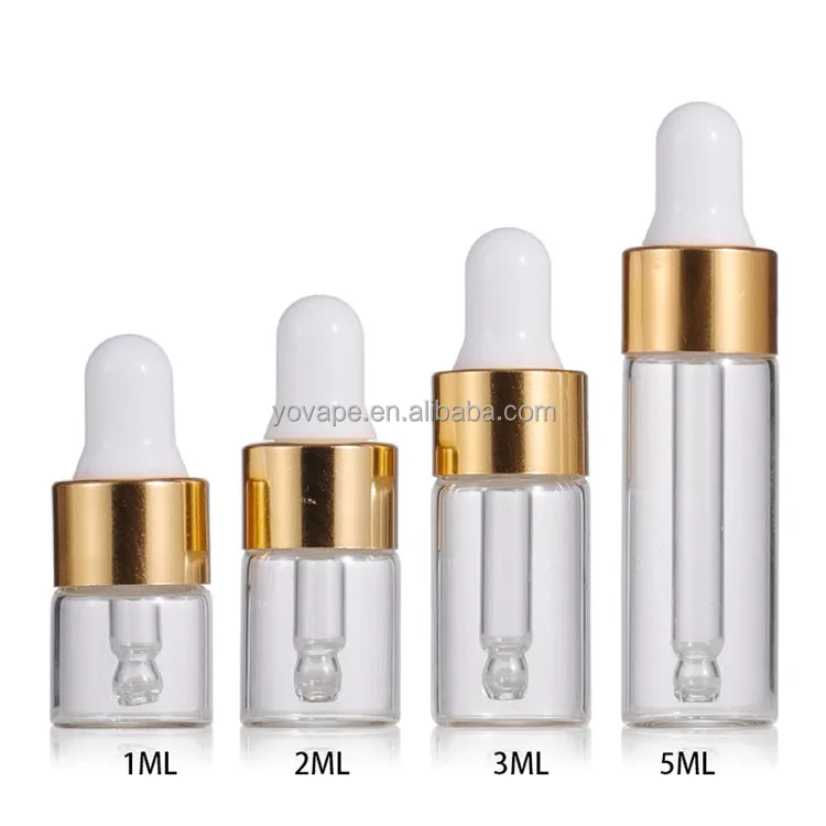 Fast shipping & free sample Mini size clear amber 1ml 2ml 3ml 5ml massage essential oil dispensing glass dropper pipette bottle